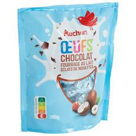 Oeufs en chocolat fourrés au lait et éclats de noisettes (200g)