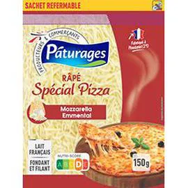 PÂTURAGES Râpé spécial pizza mozzarella/emmental 150g