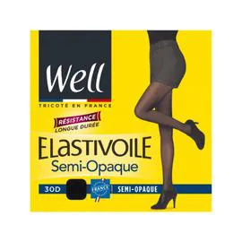 Collant femme semi-opaque noir 30D T2 Elastivoile (la paire)