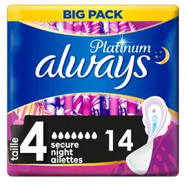ALWAYS Serviette hygiénique platinum secure night taille 4 x14