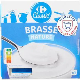 Yaourt nature brassé (4x125g)