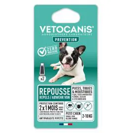 Antiparasitaire pour chien répulsif puces, tiques & moustiques (2X2ml)