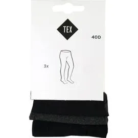 Collant fille noir uni fin T6/7ans (x3)