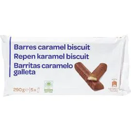 Barres chocolatées caramel biscuit (5x58g)