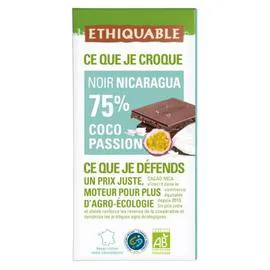 Tablette de chocolat coco passion nicaragua bio (100g)
