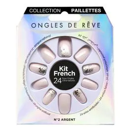 Kit Faux Ongles Paillettes Argent N°002 (l'unité)