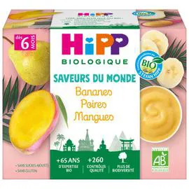 Compote bébé dès 6 mois bananes poires mangues Bio (4x100g)