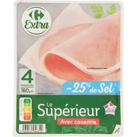 Jambon avec couenne réduit en sel (4x40g)