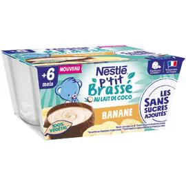 Dessert bébé dès 6 mois, au lait de coco Banane (4x90g)