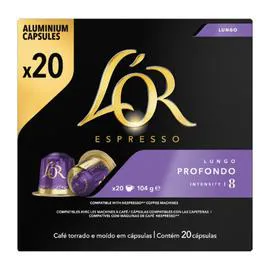 L'OR, ESPRESSO Café capsules Compatibles Nespresso lungo profondo intensité 8 20x5,2g