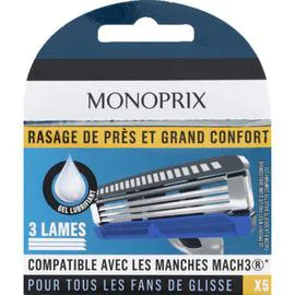 MONOPRIX Recharges rasoir système 3 lames compatibles Mach3 l'unité