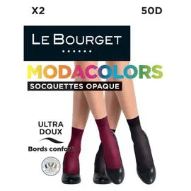 LE BOURGET Socquettes femme noir opaque TU Modacolors x2