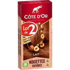 Chocolat au lait aux noisettes entières (2x180g)