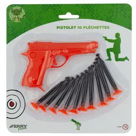 Jouet blister pistolet orange avec 10 fleches - 302225 (l'unité)