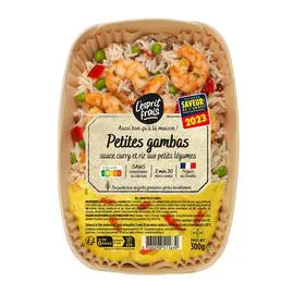 Petites gambas sauce curry riz aux petits légumes (300g)