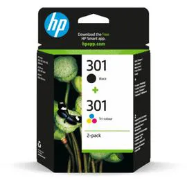 HP Cartouches d'encre Noir et Trois Couleurs Authentique 301 (N9J72AE) x2