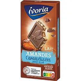 Chocolat lait amandes caramélisées pointe de sel (200g)
