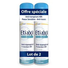 Déodorant mixte anti-transpirant protection 48h peau sensible (2x150ml)