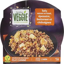 Plat cuisiné Tofu nature et fumé, épeautre (300g)