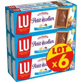 LU, PETIT ÉCOLIER Biscuits petit beurre nappés au chocolat au lait Petit Ecolier 6x150g