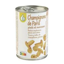 AUCHAN, POUCE Champignons de Paris pieds et morceaux 230g