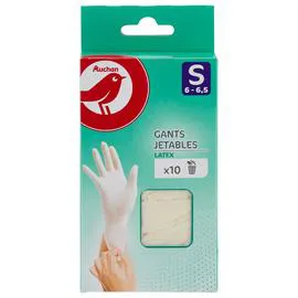 Gants jetables en latex taille S 10 gants (x10)