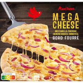 Pizza mega cheese aux 3 fromages et oignons rouges (450g)