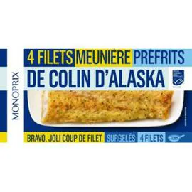 MONOPRIX Filets meunière préfrits de colin d'Alaska 400g