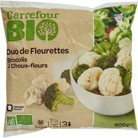 CARREFOUR BIO Légumes bio brocolis choux fleurs 600g