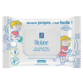 BIOLANE Lingettes bébé papier toilette x54