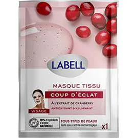 Masque tissu Coup d'Eclat à l'extrait de Cranberry (l'unité)