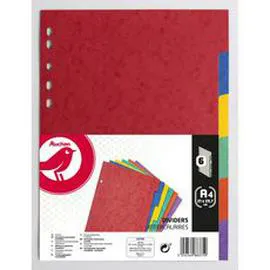 Intercalaires A4 carte lustrée coloris assortis (x6)