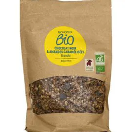 MONOPRIX BIO Granola chocolat noir & amandes caramélisées bio 350g