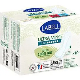 Serviettes hygiéniques Ultra Mince Nuit 100% coton BIO (x10)