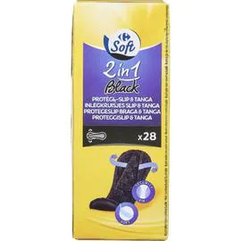 Protège-slip & tanga 2 en 1 Black (x28)