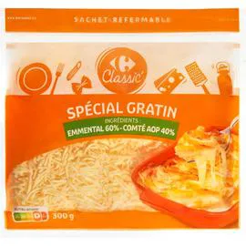 Fromage Râpé Emmental,Comté AOP pour Gratin (300g)