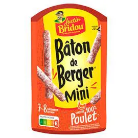 JUSTIN BRIDOU Bâton de Berger Mini 100% Poulet x10 Bâtonnets 80g