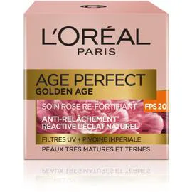 L'ORÉAL PARIS, AGE PERFECT Crème Visage Jour Anti-Âge Rose Re-Fortifiant FPS20 Golden Age 50ml
