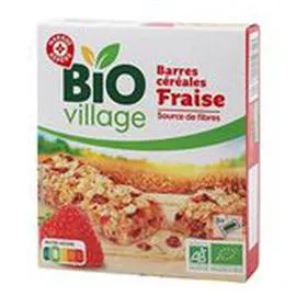 MARQUE REPÈRE, BIO VILLAGE Barres céréales Bio Fraise x6 125g