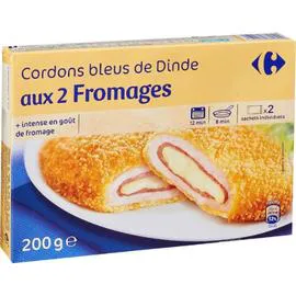 Cordons bleus dinde aux 2 fromages (200g)