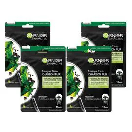 Masque visage Charbon Purifiant & Réducteur De Pores (x4)