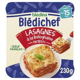 BLÉDINA Plat bébé dès 15 mois, lasagne à la bolognaise 230g