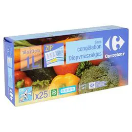 Sacs congélation zip 18x20 cm 1 L (x25)