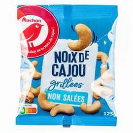 AUCHAN Noix de cajou grillées sans sel ajouté 125g