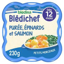 BLÉDINA, BLÉDICHEF Plat bébé purée épinards saumon - dès 12 mois 230g