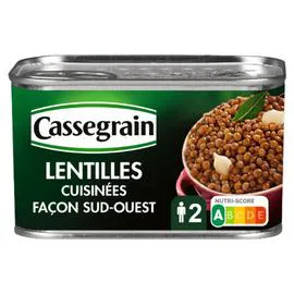 CASSEGRAIN Lentilles cuisinées façon sud-ouest 410g