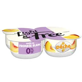 DANONE, LIGHT & FREE Fromage blanc pêche allégé 0% MG 4x120g