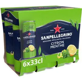 SAN PELLEGRINO Eau gazeuse aromatisée citron et menthe 6x33cl