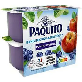 Purée de pommes myrtilles sans sucres ajoutés (4x100g)
