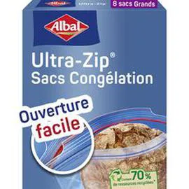 Sacs congélation recyclés à double fermeture hermétique grande taille (x8)